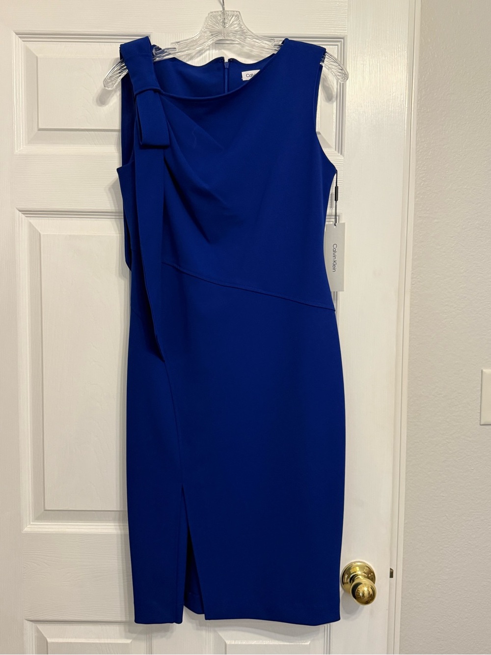 Calvin Klein Cobalt Blue Sleeveless Midi Sheath Dress